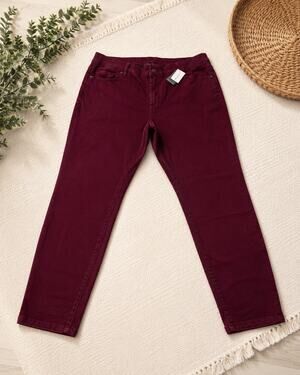Lane Bryant Women’s Size 24 Burgundy Skinny Pants Jeans NWT Plus Size